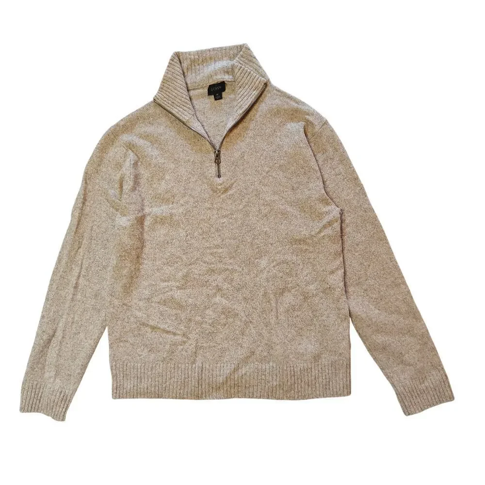 J.Crew Beige Heathered Quarter Zip Pullover Sweater Men’s Medium